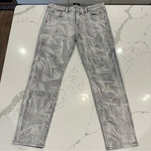 7 For All Mankind Womens The Ankle Skinny Jeans Mid-Rise Size 31 Gray White